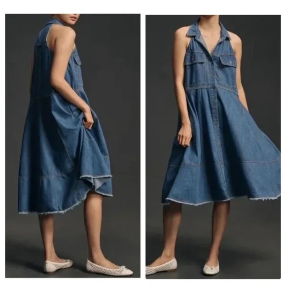 Anthropologie | Dresses | Anthropologie Pilcro Sleeveless Halter Swing Midi  Dress | Poshmark